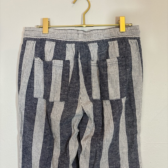 Old Navy Navy Blue & White Striped Drawstring Linen Pants - Picture 3 of 9